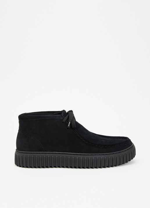 Clarks Originals Torhill Hi veterschoen van suède - voorkant zwart