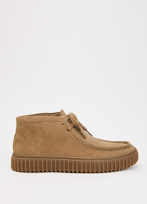 Clarks Originals Torhill Hi veterschoen van suède - voorkant zand