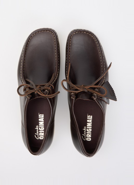 Clarks Originals Wallabee veterschoen van leer  - detail 3 donkerbruin