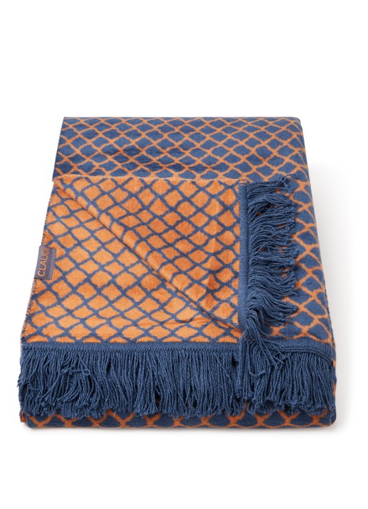 Claudi Colly plaid in katoenblend 150 x 200 cm - voorkant donkerblauw