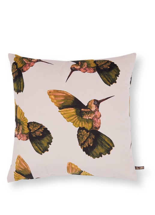 Claudi Eco Hummingbird Jackson sierkussen 45 x 45 cm - voorkant lichtroze
