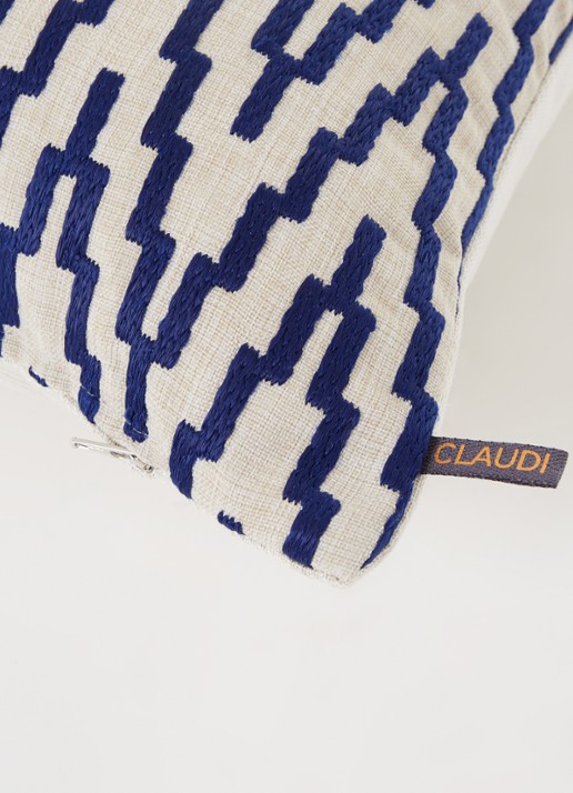 Claudi Summer OUTDOOR waterbestendig sierkussen 40 x 60 cm - detail kobaltblauw