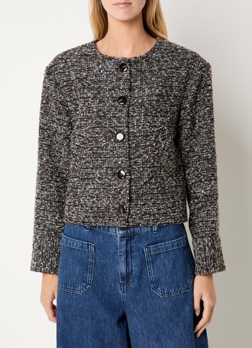 Claudia Sträter Blazer in wolblend met tweed-look en pailletten