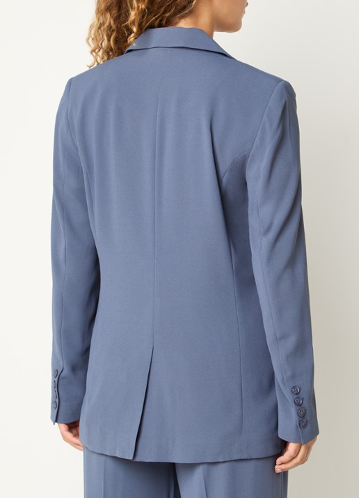 Claudia Sträter Blazer met klepzakken - achterkant staalblauw