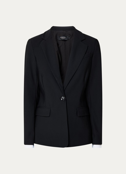 Claudia Sträter Blazer van travelstof met klepzakken en stretch - voorkant 3 zwart