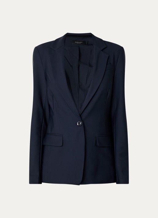 Claudia Sträter Blazer van travelstof met klepzakken en stretch - voorkant donkerblauw