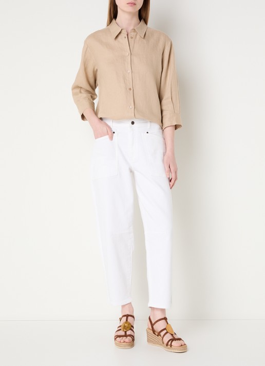 Claudia Sträter Blouse in linnenblend - voorkant 4 beige