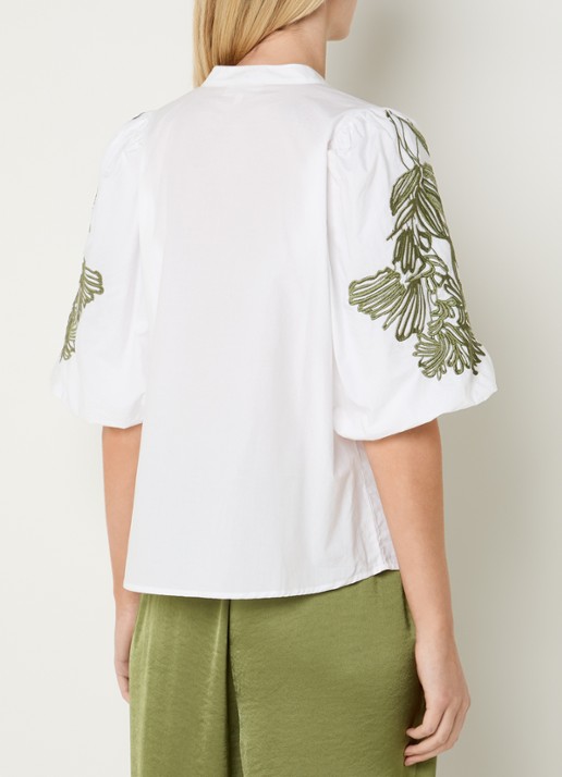 Claudia Sträter Blouse met borduring - achterkant wit