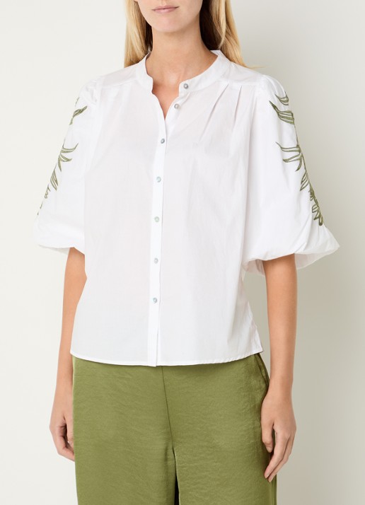Claudia Sträter Blouse met borduring - detail 2 wit