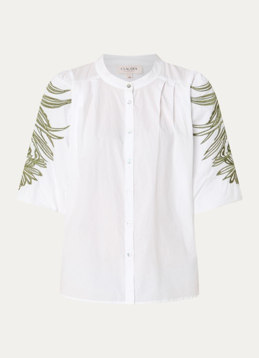 Claudia Sträter Blouse met borduring - voorkant 3 wit