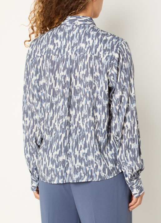 Claudia Sträter Blouse met print - achterkant 2 staalblauw