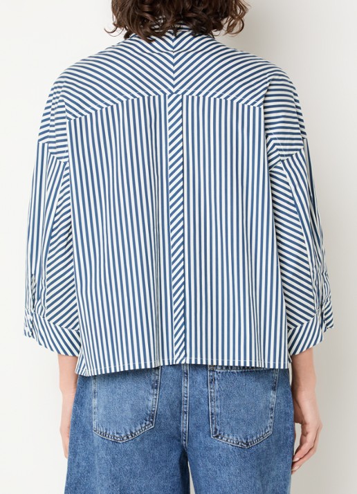 Claudia Sträter Blouse met streepprint - achterkant 3 indigo
