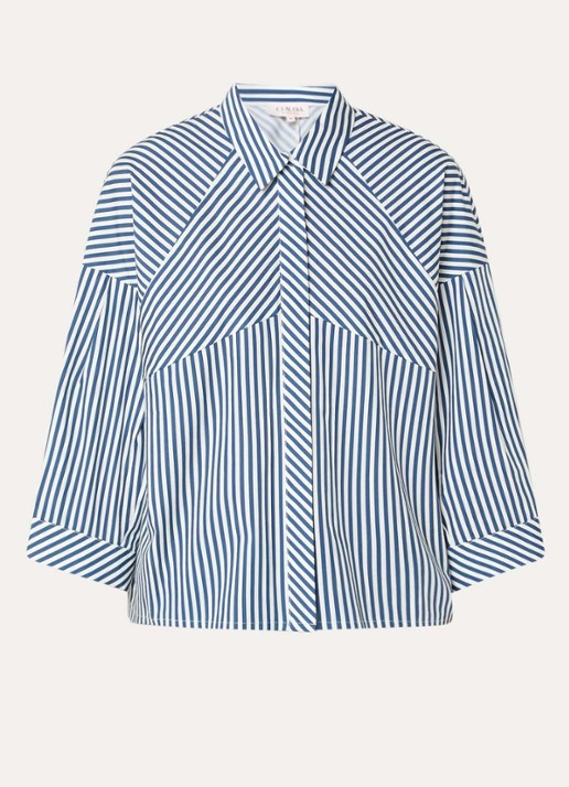 Claudia Sträter Blouse met streepprint - voorkant indigo