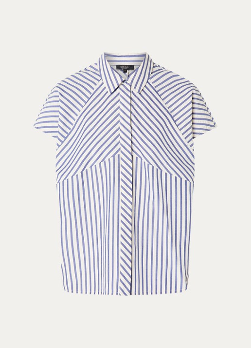 Claudia Sträter Blouse met streepprint - voorkant donkerblauw