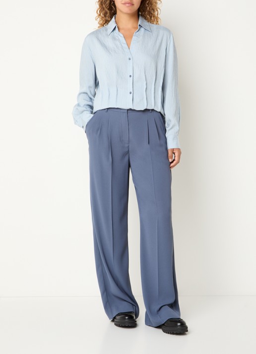 Claudia Sträter Blouse met streepprint - voorkant 4 blauwgrijs