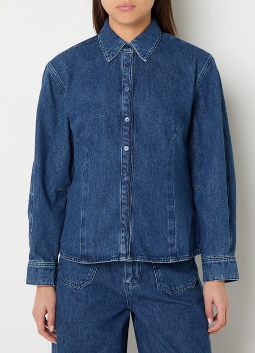 Claudia Sträter Blouse van denim met kraag