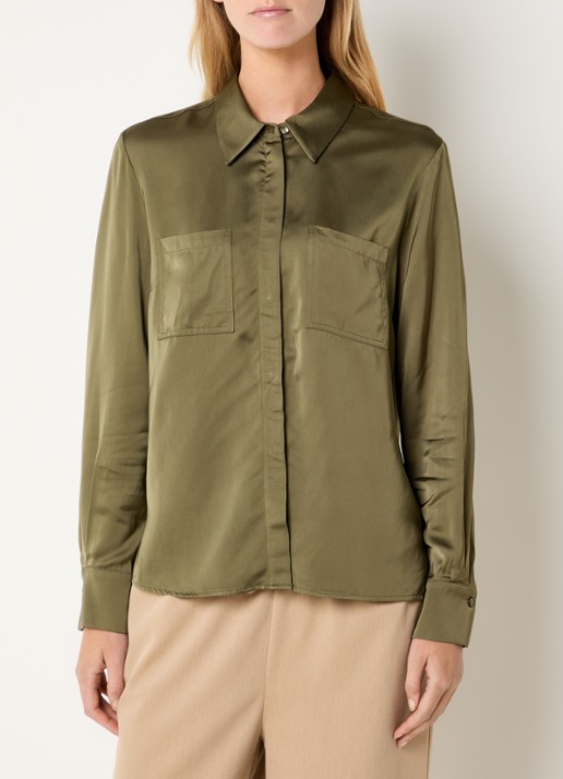 Claudia Sträter Blouse van satijn met borstzakken
