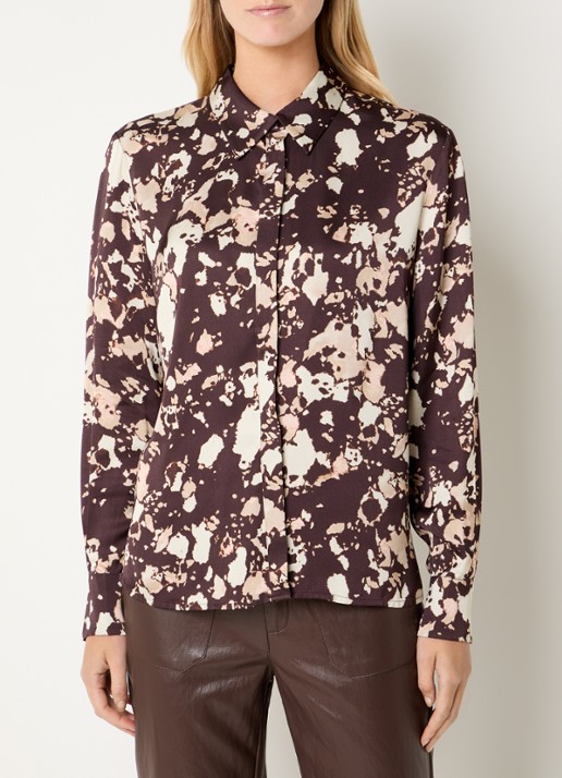 Claudia Sträter Blouse van satijn met grafische print