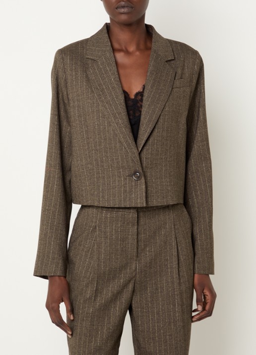 Claudia Sträter Cropped blazer met krijtstreep en lurex