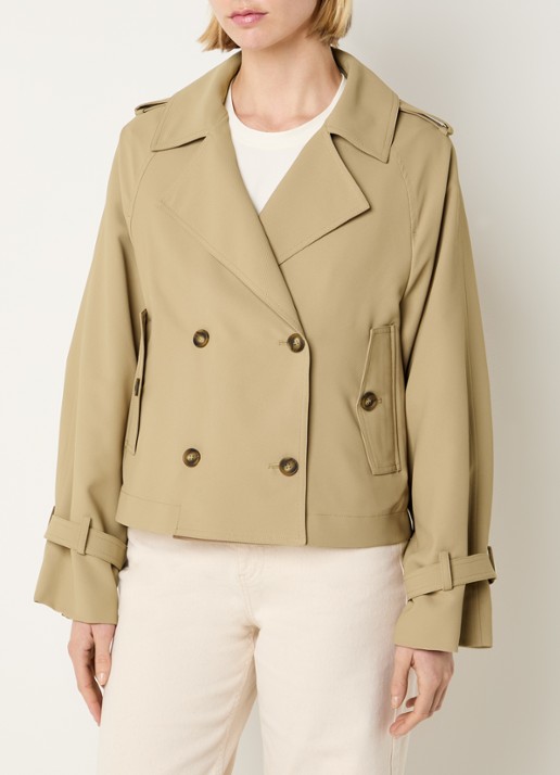 Claudia Sträter Cropped double-breasted trenchcoat met klepzakken