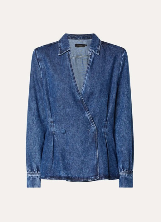 Claudia Sträter Double-breasted blazer van denim - voorkant indigo