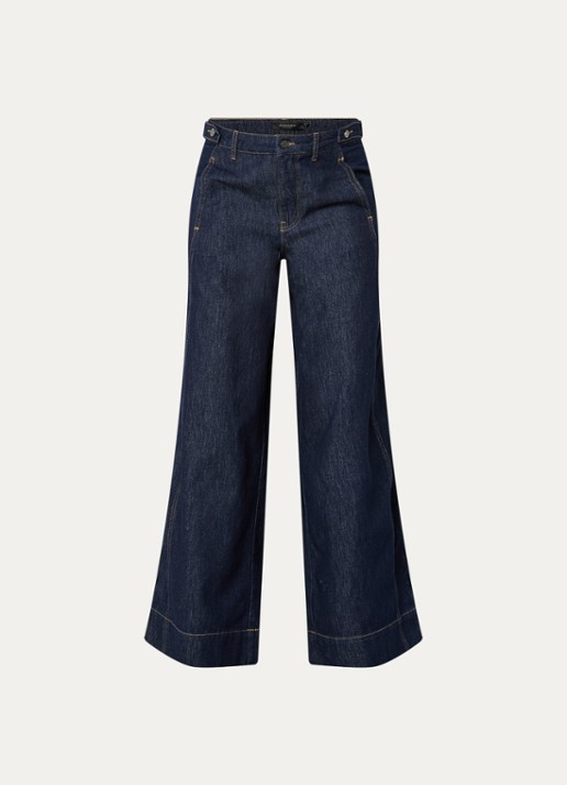 Claudia Sträter Flared jeans met donkere wassing - voorkant 3 indigo