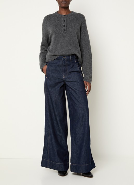 Claudia Sträter Flared jeans met donkere wassing - voorkant 4 indigo