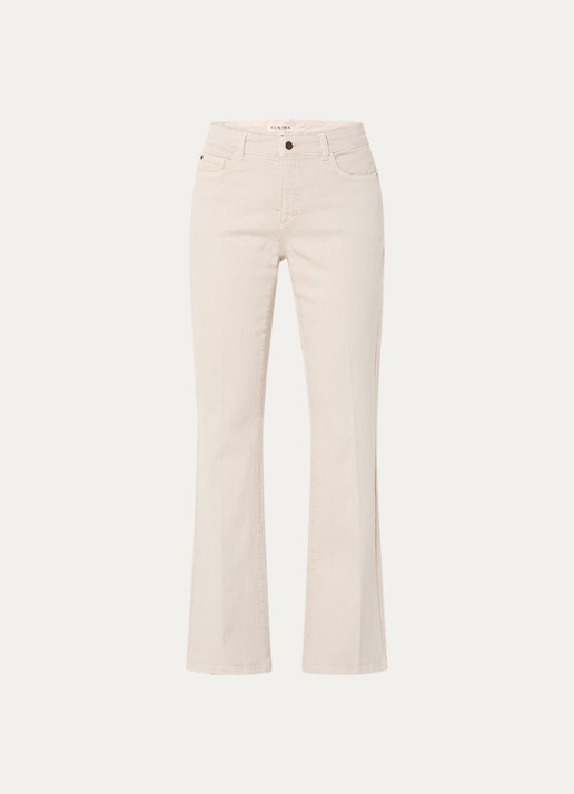 Claudia Sträter Fleur low waist straight leg jeans met gekleurde wassing - voorkant beige