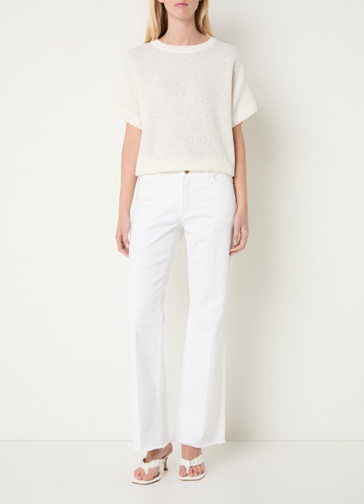 Claudia Sträter Grofgebreide top met lurex - voorkant 2 beige