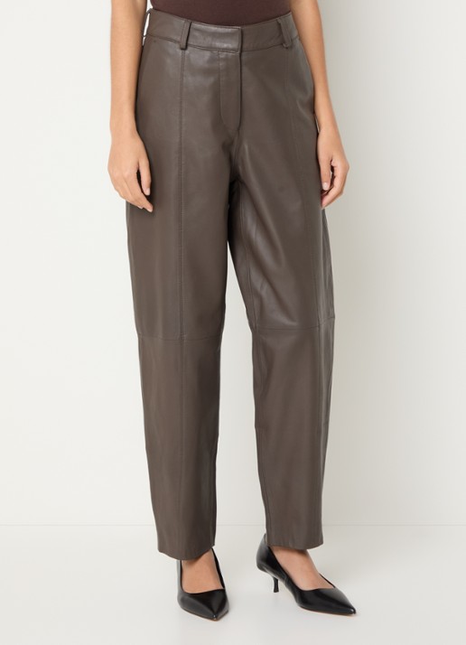 Claudia Sträter High waist balloon fit broek van leer met steekzakken