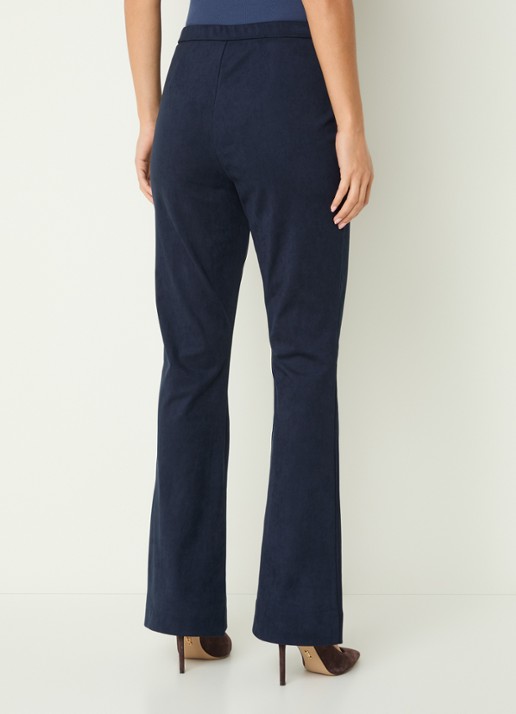 Claudia Sträter High waist bootcut fit broek van imitatiesuède - achterkant 4 donkerblauw