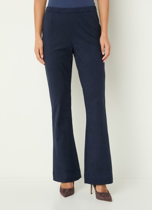 Claudia Sträter High waist bootcut fit broek van imitatiesuède - detail donkerblauw