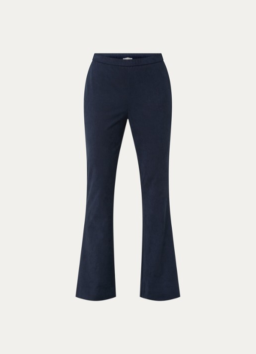 Claudia Sträter High waist bootcut fit broek van imitatiesuède - voorkant 2 donkerblauw