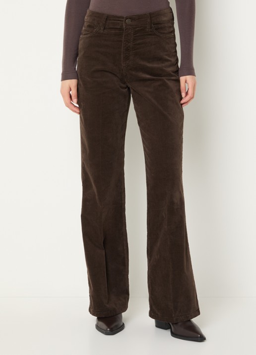 Claudia Sträter High waist flared fit broek van fluweel met steekzakken