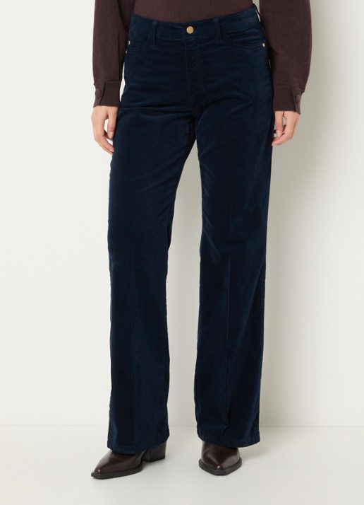 Claudia Sträter High waist flared fit broek van fluweel met steekzakken