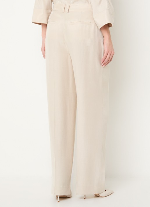 Claudia Sträter High waist loose fit pantalon met steekzakken - achterkant 2 beige