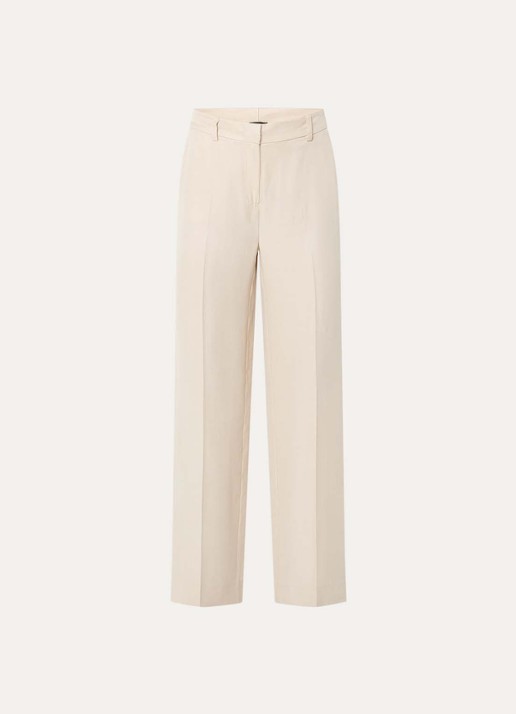 Claudia Sträter High waist loose fit pantalon met steekzakken - voorkant 3 beige