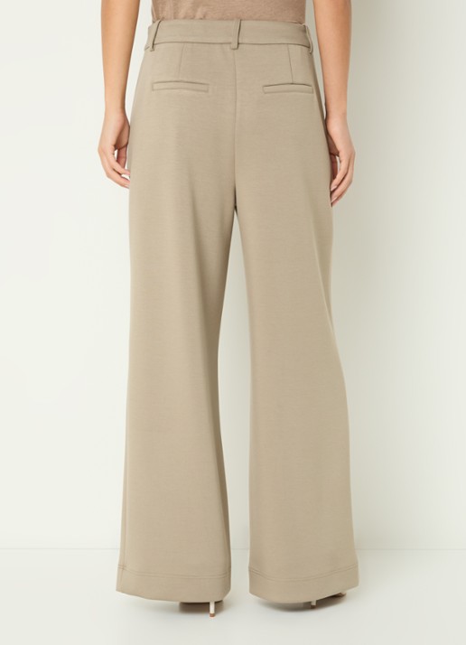Claudia Sträter High waist loose fit pantalon van sweatstof - achterkant 2 zand