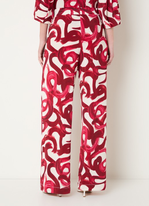 Claudia Sträter High waist pantalon met print - achterkant cranberryrood