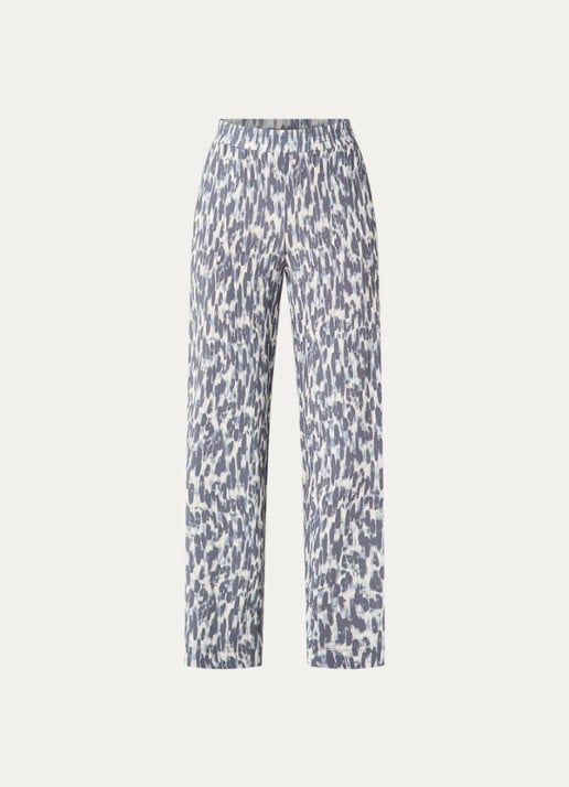 Claudia Sträter High waist straight fit broek met print - voorkant staalblauw