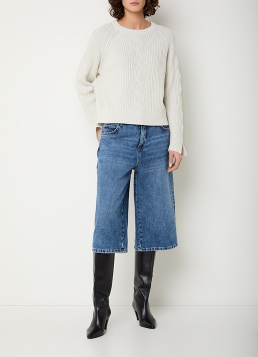 Claudia Sträter High waist straight fit korte broek van denim - voorkant 3 indigo