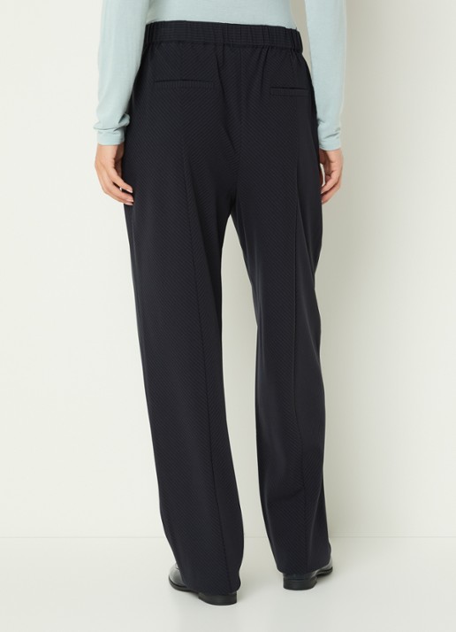 Claudia Sträter High waist straight fit pantalon met krijtstreep - achterkant 4 donkerblauw