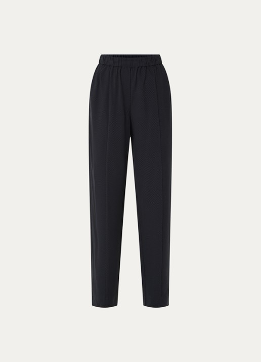 Claudia Sträter High waist straight fit pantalon met krijtstreep - voorkant 2 donkerblauw