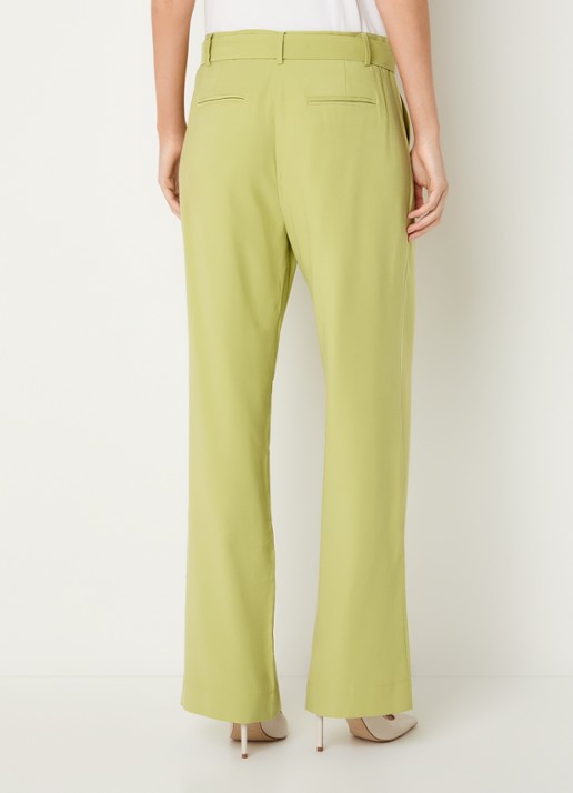 Claudia Sträter High waist straight fit pantalon met steekzakken - achterkant lichtgroen