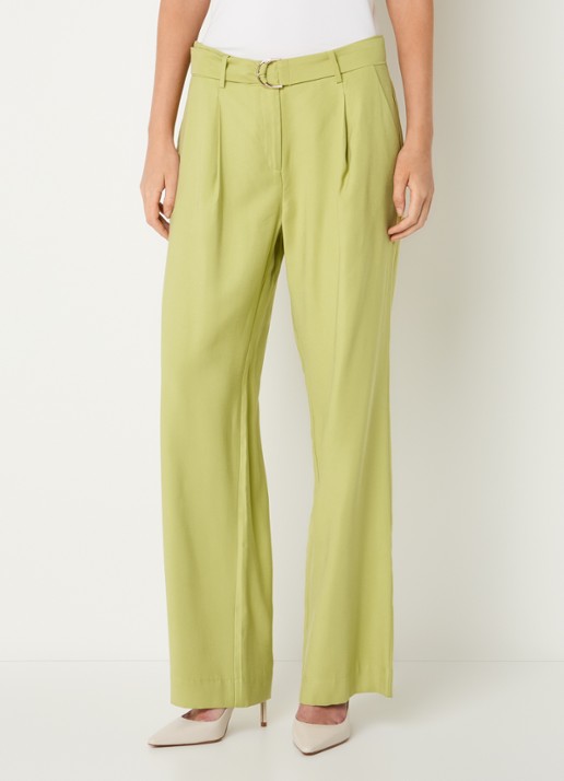 Claudia Sträter High waist straight fit pantalon met steekzakken - detail 2 lichtgroen