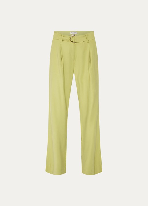 Claudia Sträter High waist straight fit pantalon met steekzakken - voorkant 3 lichtgroen