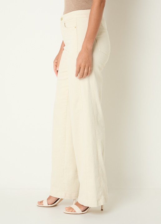 Claudia Sträter High waist straight leg jeans met gekleurde wassing - detail 2 creme