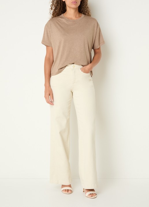 Claudia Sträter High waist straight leg jeans met gekleurde wassing - voorkant 5 creme