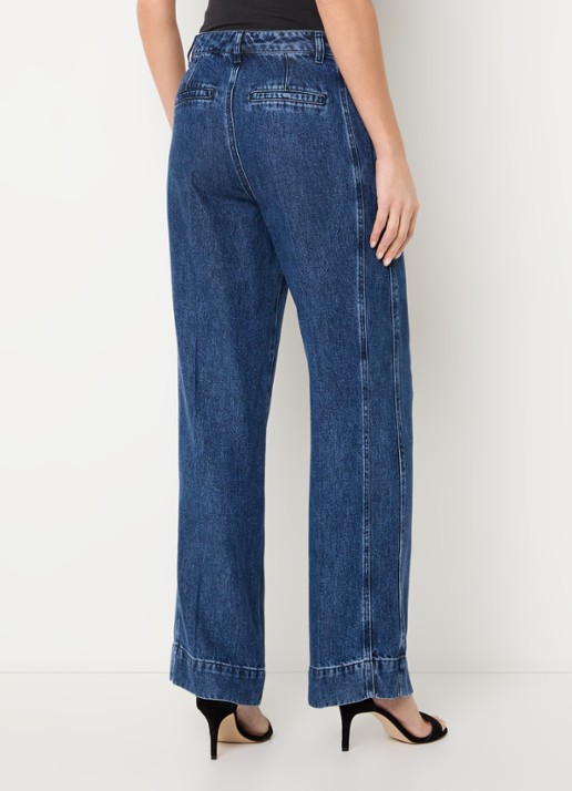 Claudia Sträter High waist straight leg jeans met medium wassing - achterkant indigo