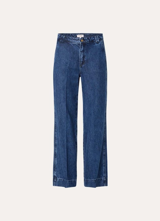 Claudia Sträter High waist straight leg jeans met medium wassing - voorkant 2 indigo
